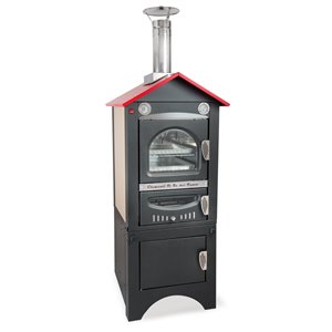 Clementi Smile 16-in x 16-in Red Stainless Steel and Brick Hearth Wood-Fired Outdoor Pizza Oven