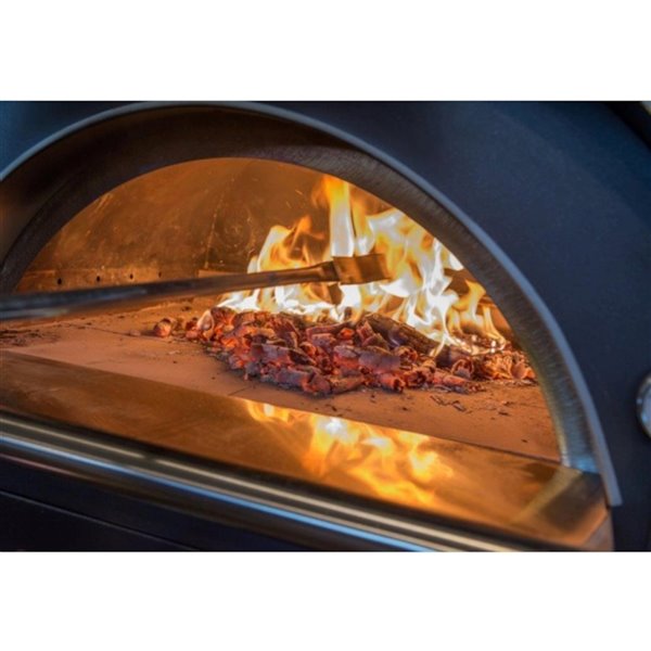 Four à pizza au bois en acier inoxydable et brique réfractaire Pizza Party  de Clementi, 24 po x 31 po, rouge pizzaparty