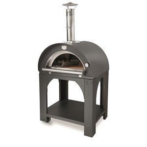 Four à pizza au bois en acier inoxydable et brique réfractaire Pulcinella de Clementi, 24 po x 31 po, argent