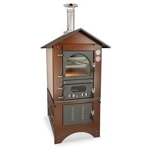 Four à pizza au bois en acier inoxydable et brique réfractaire Master de Clementi, 18 po x 31 po, cuivre