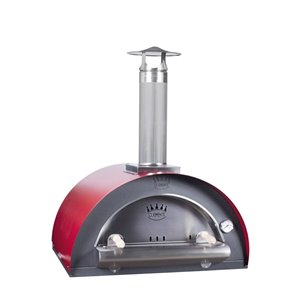 Clementi Family 31-in x 40-in Red Stainless Steel and Brick Hearth Wood-Fired Outdoor Pizza Oven