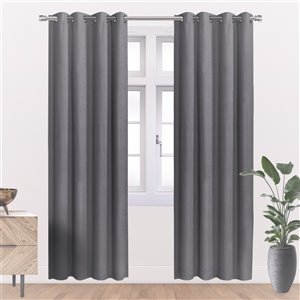 Panneau de rideau simple occultant gris en polyester avec doublure thermique, 95 po, par Myne