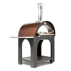 Four à pizza au bois en acier inoxydable et brique réfractaire Pulcinella de Clementi, 24 po x 24 po, argent