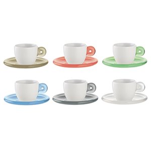 Guzzini Gocce Multicolour 3-fl oz. Plastic Espresso Cups With Saucers - Set of 6