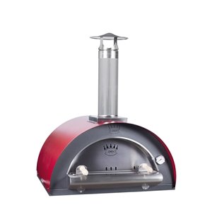 Four à pizza au bois en acier inoxydable et brique réfractaire Family de Clementi, 24 po x 31 po, rouge