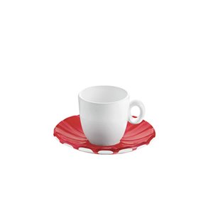 Tasses à espresso avec soucoupes Grace rouges 3 oz liq par Guzzini, ens. de 2