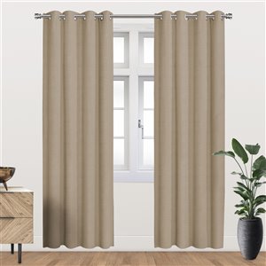 Myne 95-in Taupe Polyester Blackout Thermal Lined Single Curtain Panel