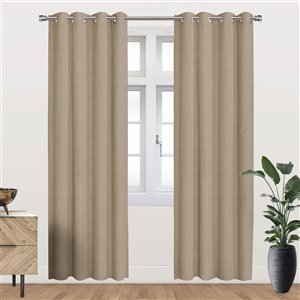 Panneau de rideau simple occultant taupe en polyester avec doublure thermique, 95 po, par Myne