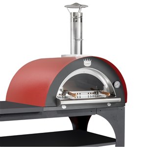 Clementi Pizza Party 24-in x 31-in Red Stainless Steel/Brick Hearth Wood-Fired Outdoor Pizza Oven