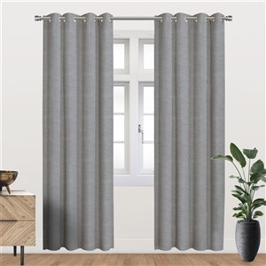 Panneau de rideau simple occultant gris en polyester avec doublure thermique, 84 po, par Myne