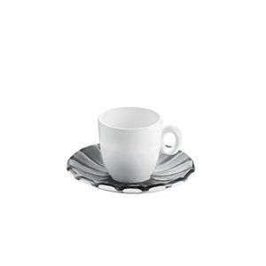 Tasses à espresso avec soucoupes Grace noires 3 oz liq par Guzzini, ens. de 2