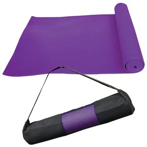 Tapis de yoga antidérapant en plastique antimicrobien avec sangles de transport de Marin Collection, 24 po x 66 po, violet