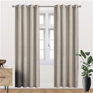 Panneau de rideau simple occultant beige en polyester avec doublure thermique, 95 po, par Myne