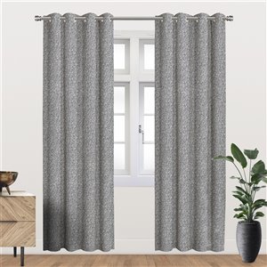Panneau de rideau simple occultant gris en polyester avec doublure thermique, 95 po, par Myne