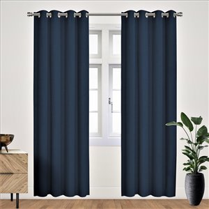 Panneau de rideau simple occultant bleu en polyester avec doublure thermique, 84 po, par Myne