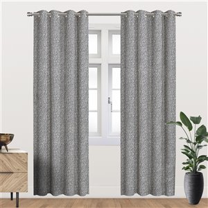 Panneau de rideau simple occultant gris en polyester avec doublure thermique, 84 po, par Myne