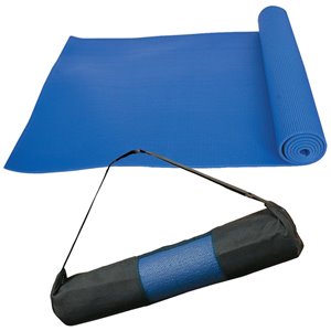 Tapis de yoga antidérapant en plastique antimicrobien avec sangles de transport de Marin Collection, 24 po x 66 po, bleu