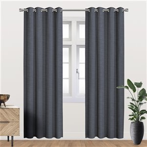 Panneau de rideau simple occultant bleu en polyester avec doublure thermique, 84 po, par Myne