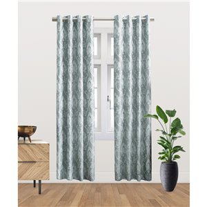 Panneau de rideau simple occultant bleu en polyester avec doublure thermique, 96 po, par Myne