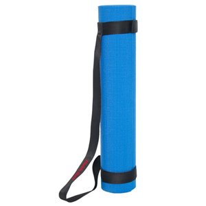 Tapis de yoga antidérapant en plastique/antimicrobien avec sangles de transport de Marin Collection, 24 po x 66 po, bleu