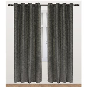 Panneau de rideau simple occultant noir en polyester avec doublure thermique, 95 po, par Myne