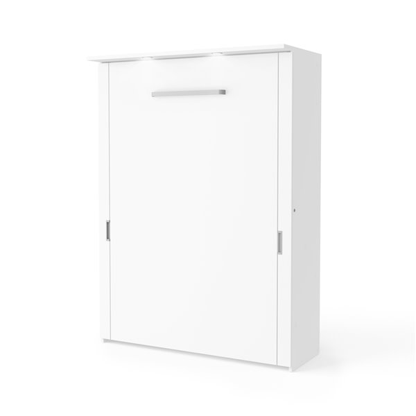 Bestar Lumina White Full Murphy Bed Integrated Storage