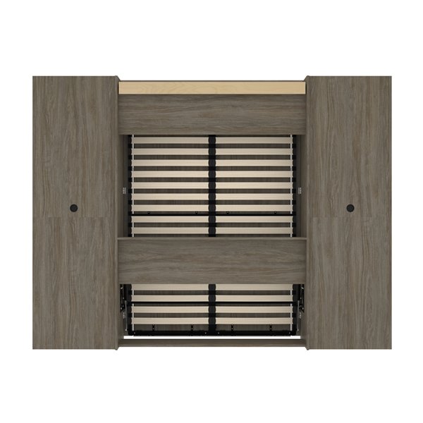 Bestar Versatile Walnut Grey Full Murphy Bed with Integrated Storage