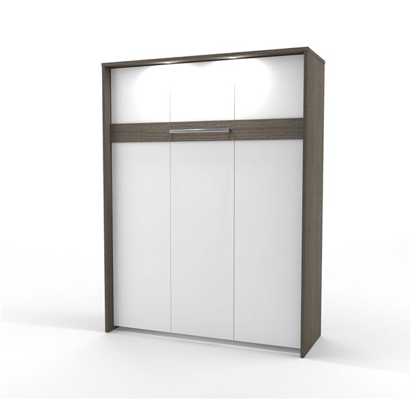 Bestar Cielo Bark Grey & White Queen Murphy Bed