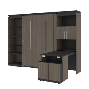 Lit double escamotable Orion de Bestar avec rangement intégré, graphite et gris