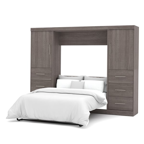 Bestar Nebula Full Murphy Bed Integrated Storage Bark Grey