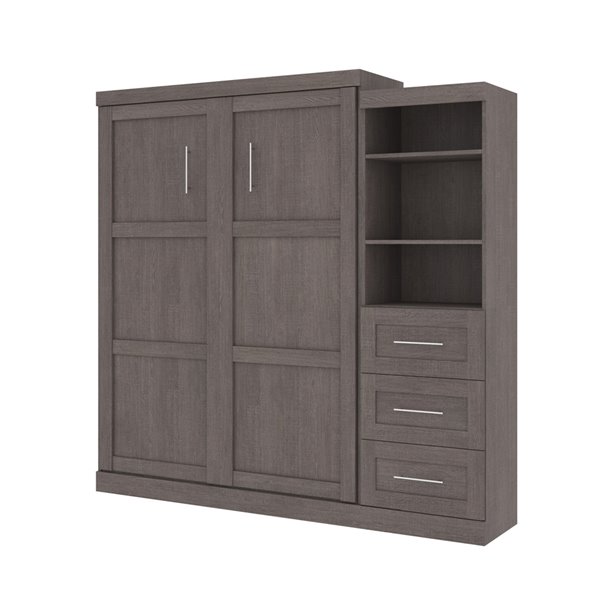 Bestar Pur Queen Murphy Bed Integrated Storage Bark Grey