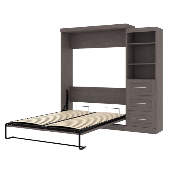 Bestar Pur Queen Murphy Bed Integrated Storage Bark Grey