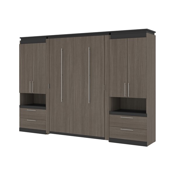 Bestar Orion Full Murphy Bed Integrated Storage (Bark grey and Graphite)