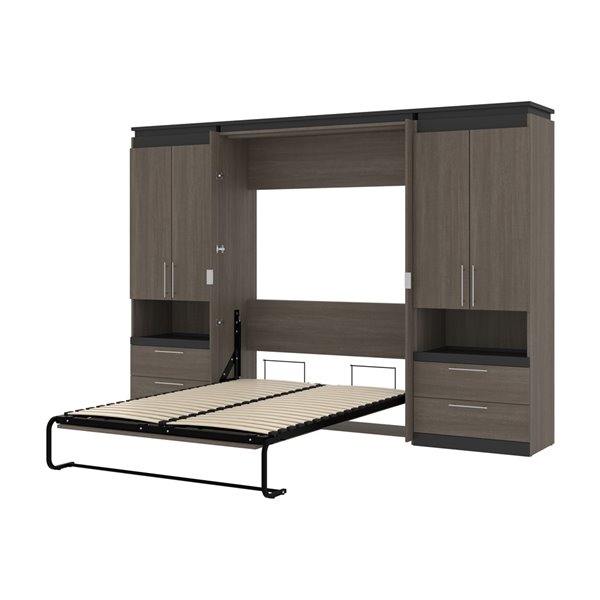 Bestar Orion Full Murphy Bed Integrated Storage (Bark grey and Graphite)