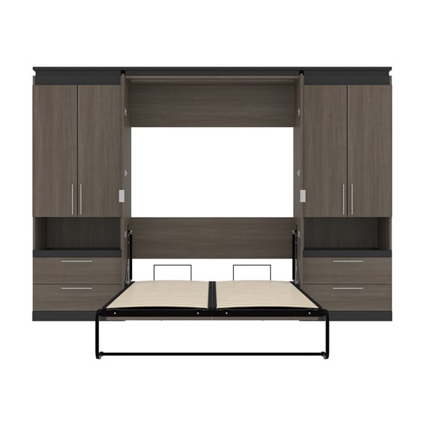 Bestar Orion Full Murphy Bed Integrated Storage (Bark grey and Graphite)