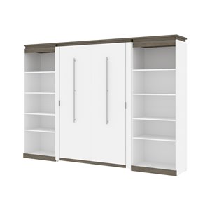 Bestar Orion Full Murphy Bed with Integrated Storage (White & Walnut Grey)