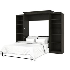 Grand lit escamotable Versatile gris foncé, par Bestar, rangement intégré