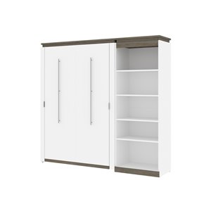 Grand lit escamotable Orion de Bestar en gris noisette et blanc (rangement intégré)