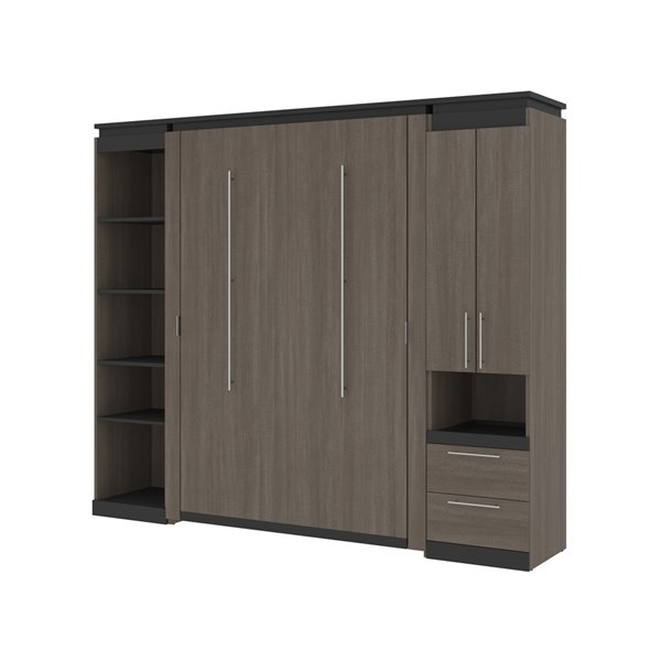 Bestar Orion Full Murphy Bed Integrated Storage Bark grey & Graphite