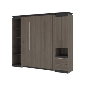 Bestar Orion Full Murphy Bed Integrated Storage Bark grey & Graphite