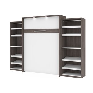 Grand lit escamotable Cielo de Bestar avec rangement intégré (gris écorce et blanc)