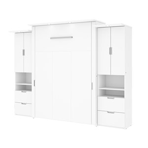 Grand lit escamotable Lumina de Bestar avec rangement intégré (Blanc)