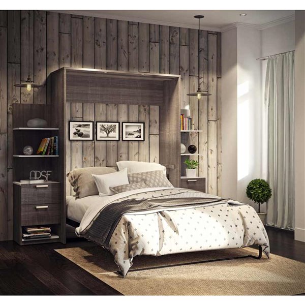 White queen murphy bed with deals storage