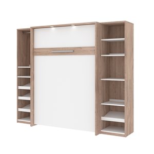 Bestar Cielo Full Murphy Bed Integrated Storage - Rustic Brown & White