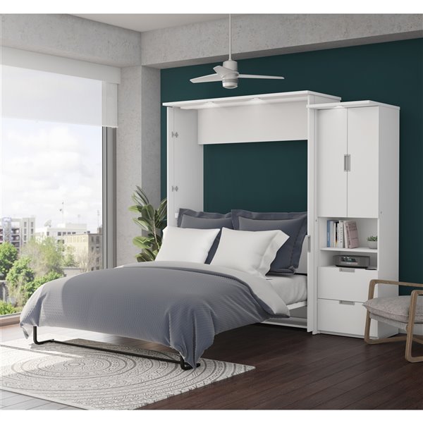 Bestar Lumina White Queen Murphy Bed Integrated Storage 85888-17 | RONA