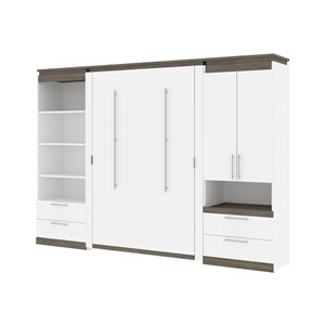 Lit double escamotable Orion de Bestar avec rangement intégré (blanc et gris noisette)