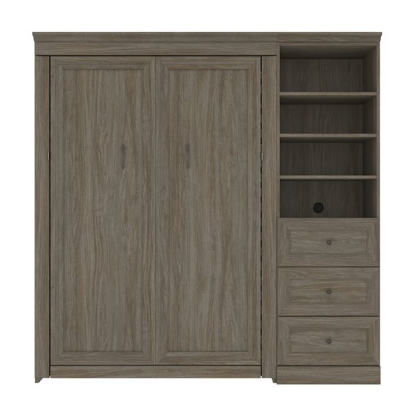 Bestar Versatile Full Murphy Bed Integrated Storage Walnut Grey