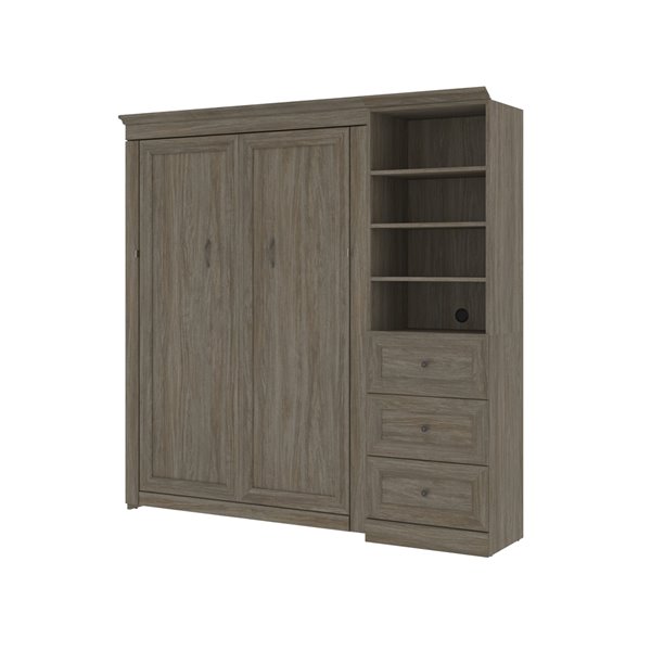 Bestar Versatile Full Murphy Bed Integrated Storage Walnut Grey