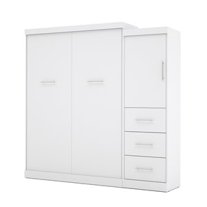 Bestar Nebula White Queen Murphy Bed with Integrated Storage