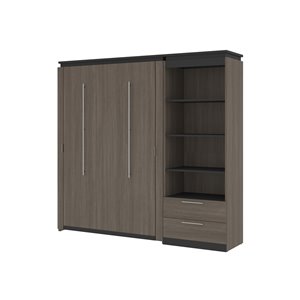 Lit escamotable double Orion gris écorce et blanc de Bestar avec rangement intégré